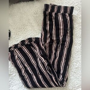 Black, pink, white striped flowy pants